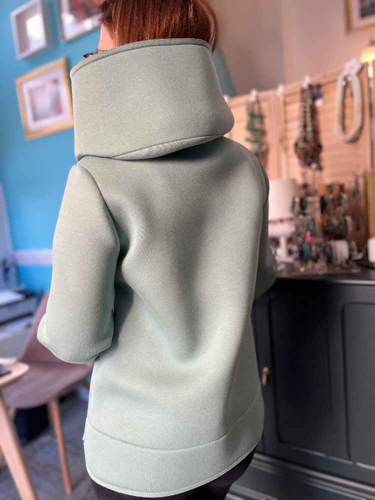 Magas galléros rövid kabát - Verde menta