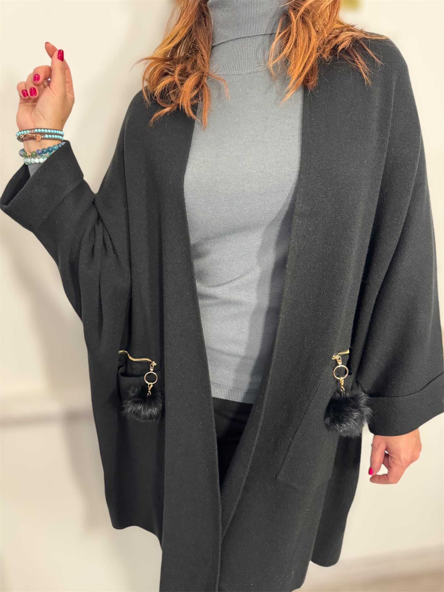 Kötött poncho - Nero