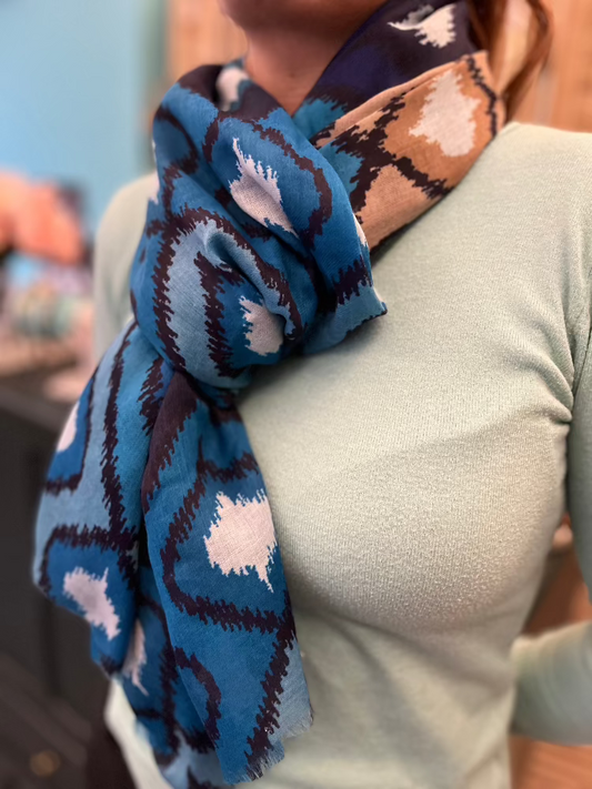 Mintás, vékony sál - Blu