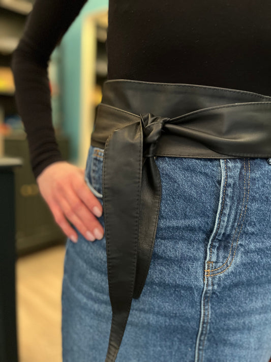 Bebújtatós, széles bőr öv - Nero