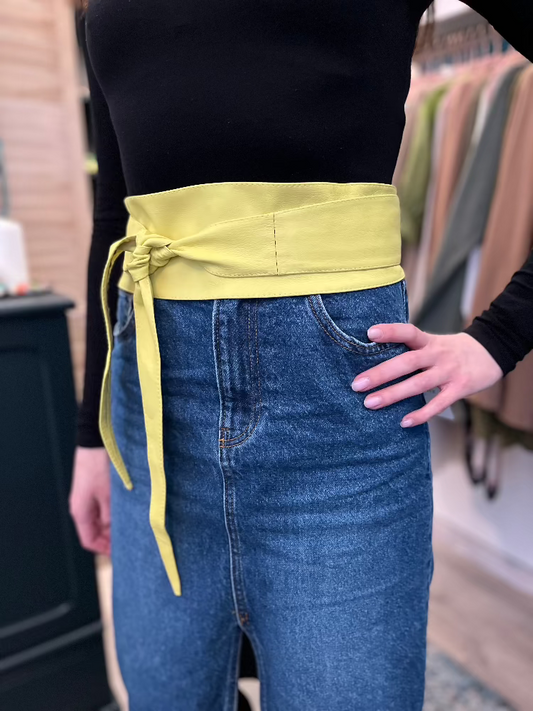 Bebújtatós, széles bőr öv - Giallo chiaro