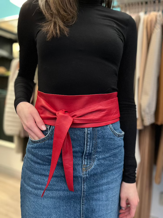 Bebújtatós, széles bőr öv - Rosso