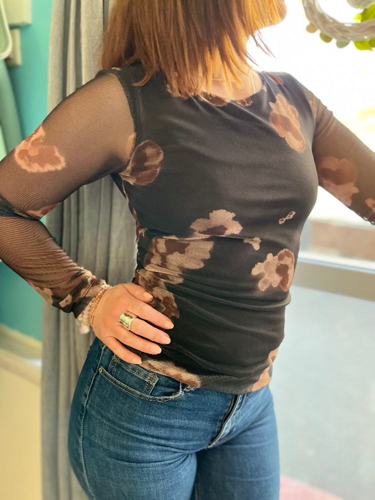 Virágmintás felső - Nero