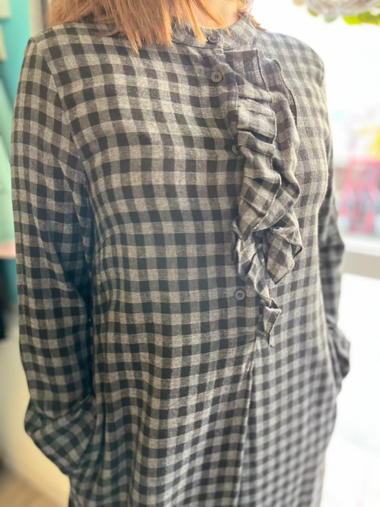 Kockás maxi ruha - Grigio