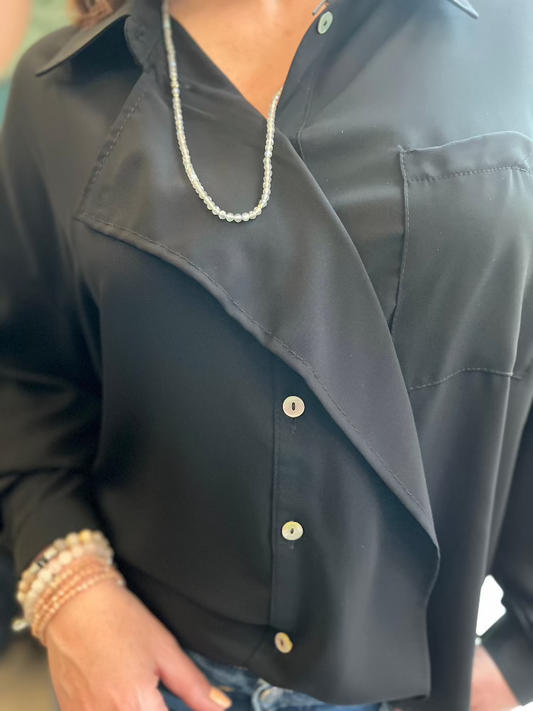 HosszĂș ujjĂș, lenge blĂșz - Nero