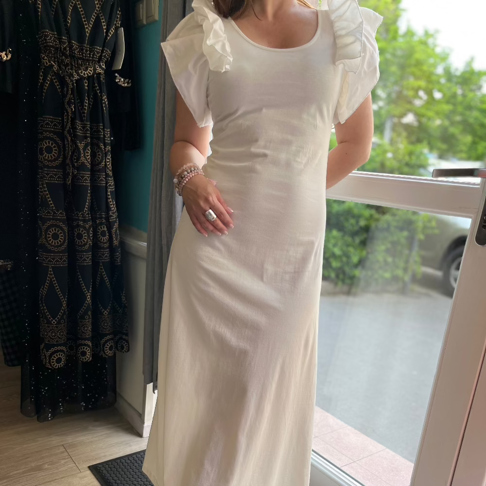 Fodros Ujjú Maxi Ruha - Bianco