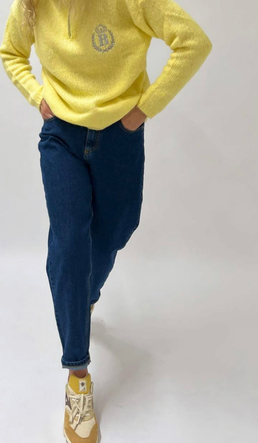 Mom Fit Szabású Farmernadrág - Blu