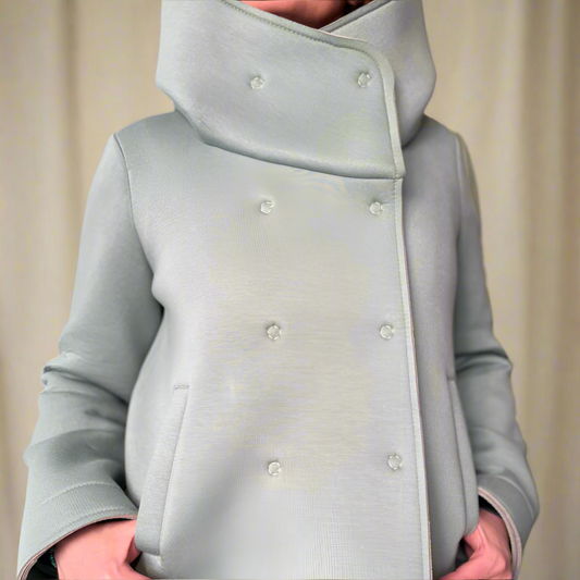 Magas galléros rövid kabát - Verde menta